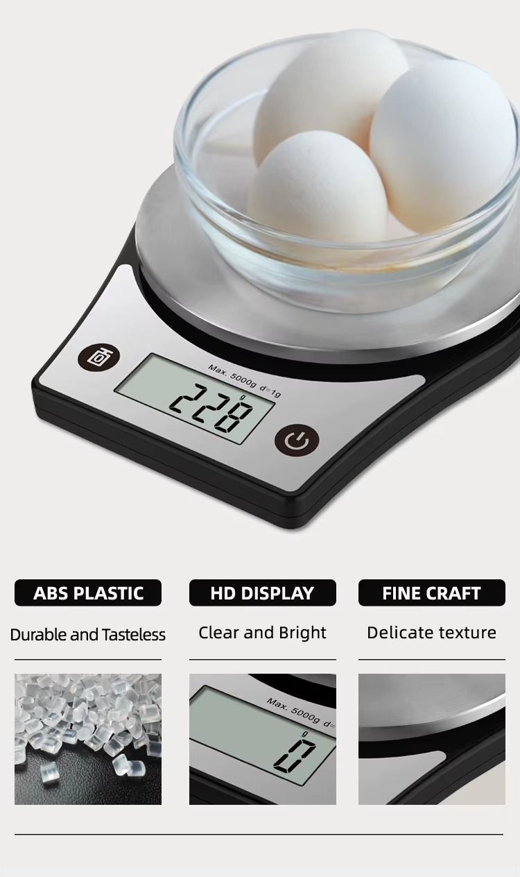 5 kg Stainless Steel Kitchen Digital Scale CK651 OEM Custom Black Model