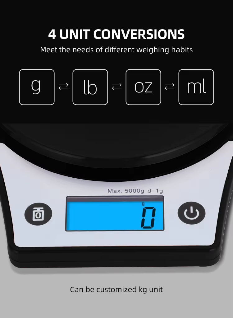 Black Kitchen Scale CK651, 5000g, High Precision