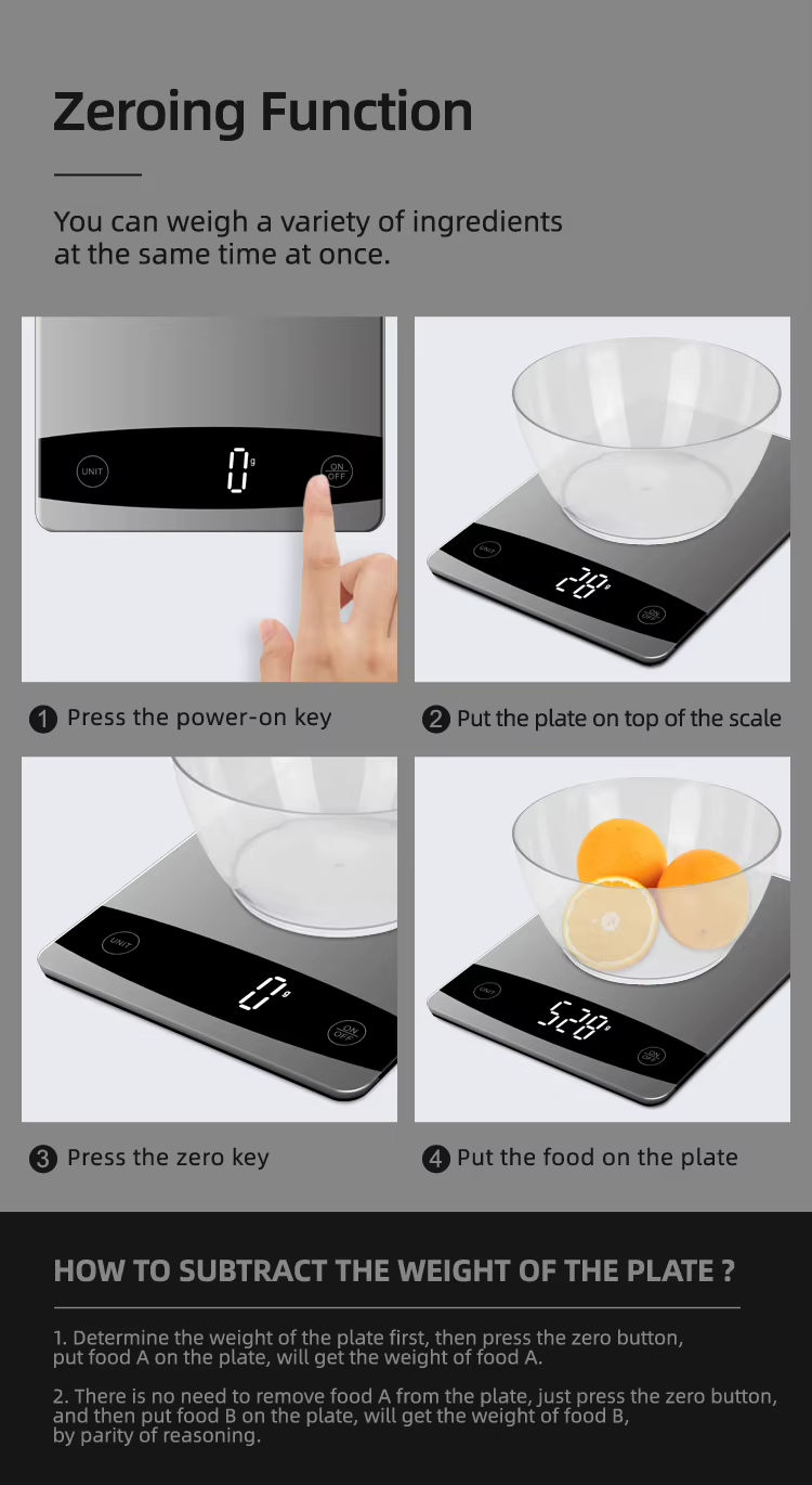 CK650 Home LED Kitchen Digital Scale with Multi Unit Conversion and One Touch Tare Function