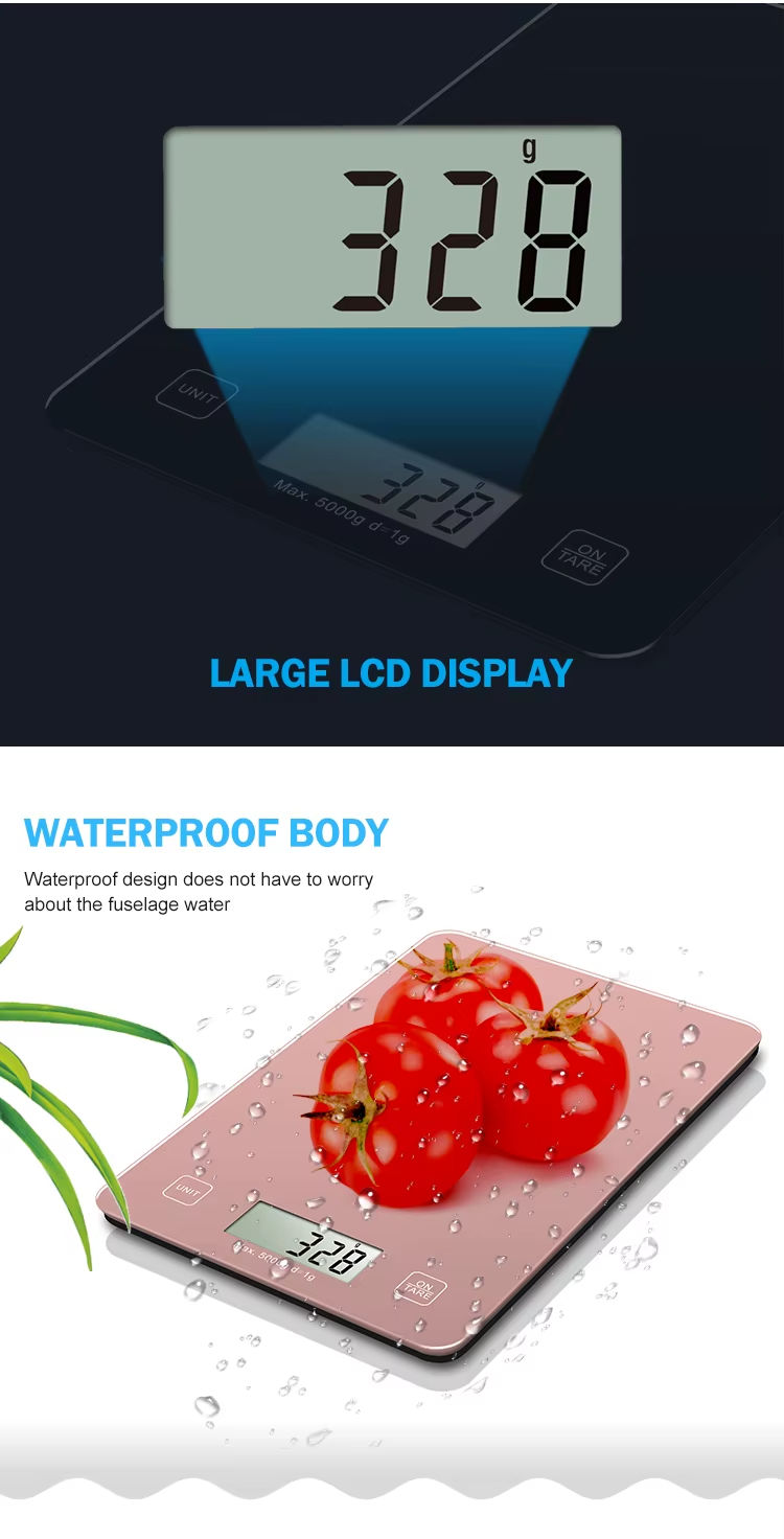 Glass Kitchen Scale 5 kg for Precise Weighing in Cake Baking