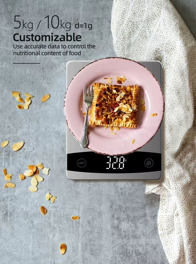 Home Use LED Kitchen Digital Scale, 10 kg, Tempered Glass Baking Ingredient Scale