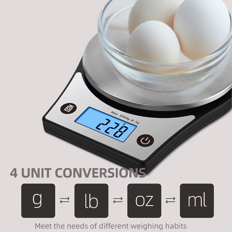 OEM 5kg Stainless Steel Kitchen Scale CK651 Black Digital Electronic Scale