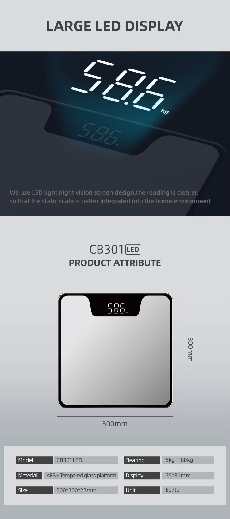 CB301 180KG High Capacity Body Scale